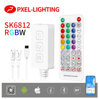 SK6812 RGBW Zene Vezérlő Beépített Mikrofon WS2814 TM1824 SM16704 UCS2904 LED Szalag SP617E Bluetooth Alkalmazás IOS-Android DC5V-24