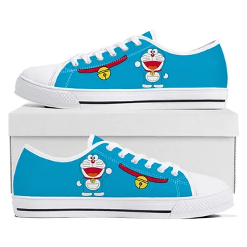 A Gyermekek Rajzfilm Doraemon Japán Anime Alacsony Top Cipők Magas Minőségű Férfi Női Tinédzser Vászon Tornacipő Pár Cipő Egyedi Cipő