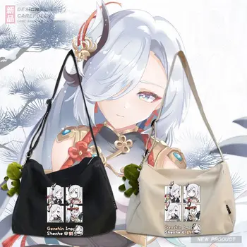 Anime Játék Genshin Hatása Cosplay Shenhe Merch Diák Kors Táska Vászon Táska Messenger Bag Unisex Divat Válltáska Ajándék