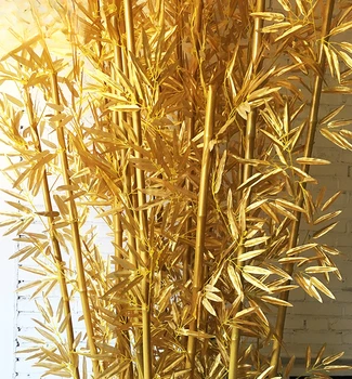 Szimulált Arany Bambusz Mesterséges Arany Bambusz Beltéri Dekoráció Kínai Stílusú Műanyag Arany Bambusz Partíció Növény