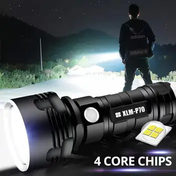 Erős Fény, LED-es Zseblámpa XHP70.2 XHP50.2 Kültéri LED High Power USB Újratölthető 26650 Ultra Fényes Alumínium Elemlámpa