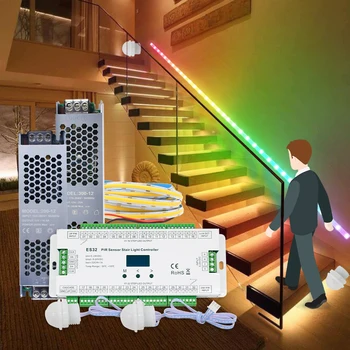 PIR Mozgásérzékelő Lámpa Vezérlő ES32 12V 24V Egyetlen Szín RGB Pixel Flex 5M LED Szalag Infravörös Lépés Lámpa Ön a Lépcsőn