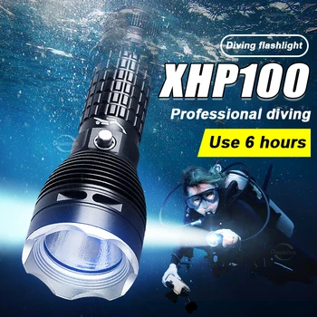 8000LM Szakmai Búvárkodás Zseblámpa XHP100 Víz alatti Lámpa Erős Búvárkodás fáklyás Nagy teljesítményű LED lámpa Zseblámpa