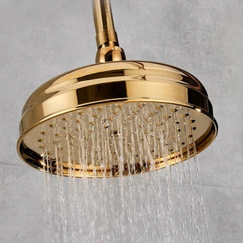 Luxus Arany Színű, Réz Kerek 8 Hüvelyk Magas Nyomás Csapadék Zuhany Fej 360° - Os Elforgatás Állítható Vízesés Eső Zuhanyfej