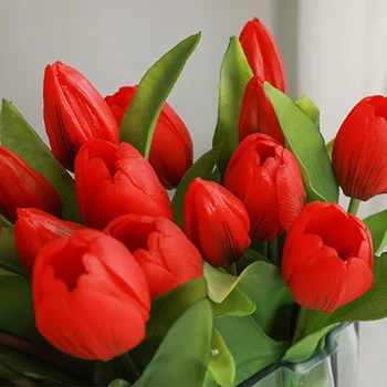Gyönyörűen Kialakított Tulipán Megállapodás Rózsa Vörös, Rózsaszín, Fehér, Zöld Mély Lila, Narancssárga, Világos Lila, Piros, Sárga Lehetőségek
