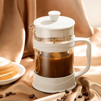 Nyomja Meg A Kávéfőző Rozsdamentes Acél Üveg Kávéfőző Többfunkciós Kézi Lyukasztás Pot Kávé