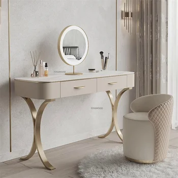 modern, Világos Luxus Drag Hálószoba Bútor Modern toalettasztal Led Mirror Széklet Ékszerek Szervező Hálószoba Szett