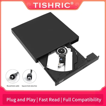 TISHRIC Külső Optikai CD-t, DVD-Meghajtó Lejátszó USB 2.0 DVD Combo Plug and Play Külső DVD-Lejátszó, PC, Laptop, Asztali