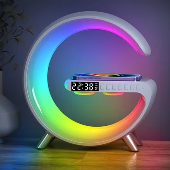 15W Vezeték nélküli Töltő Hangulat Lámpa Szabályozható LED Control App Ébresztőóra Zene Fordította: RGB Éjszakai Fény a lakberendezés