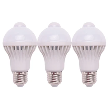 3X E27 LED Izzó Lámpa Mozgásérzékelő Lámpa LED-PIR Mozgásérzékelő Lámpa Gömb Izzó Fény, Lámpa, 5W