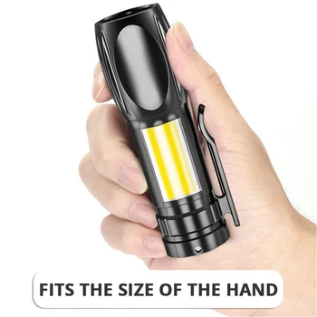 Hordozható LED-es Zseblámpa, 200LM Pocket Mini Kézi Lámpa 3 Gear USB Újratölthető 400mAh Akkumulátor Kültéri Túrázás Sürgősségi