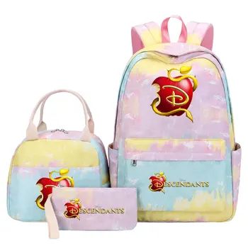 Disney Leszármazottai Lány Gyerekek Toll Ebéd Táskák Szivárvány Galaxy Bookbags 3Pcs Nők, Tinédzserek Iskolatáskád. Utazási Laptop Hátizsák