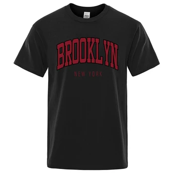 New York Brooklyn Hip-Hop Levelet Tshirts Férfi Alkalmi Légáteresztő Pamut Nyári Pólók Egyszerűség Laza Pamut Túlméretezett Póló