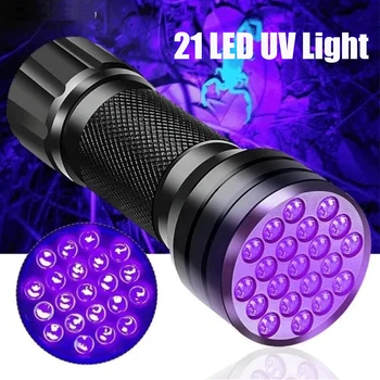 21 LED-es UV Lámpa 395-410UV Lila Fény, Fáklya Mini Uv Lámpa Pet Vizsgálat Vizelet Foltok Érzékelő Skorpió