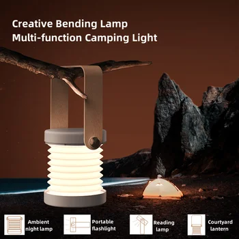 Kültéri Lámpa Újratölthető Összecsukható Kemping Lámpás Multifunkcionális Sürgősségi Night Lights Tábori Sátor Olvasás Hajlító Lámpák