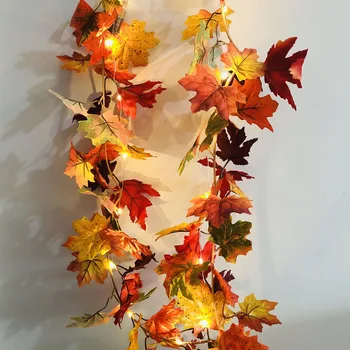 Mesterséges Maple Leaf Garland String Fények, Esni Hagyja Őszi Lóg Szőlő Esküvői Hálaadás Halloween-Kerti Dekoráció