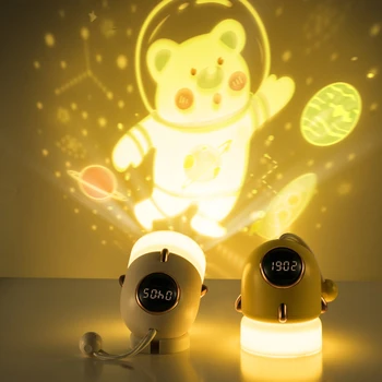 LED Hordozható Rakéta Óra USB Romantikus Projektor Lámpa Szabályozható Éjszakai Fény Kreatív Dekoráció Ajándék Home/Office/Bár/Kávézó