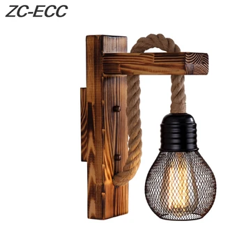 ZC-ECC Ipari Retro Fali Lámpa E27 Lámpa Amerikai Fa LED Folyosó, Erkély Lámpák Fali Lámpa a Folyosón Beltéri Lámpatestek