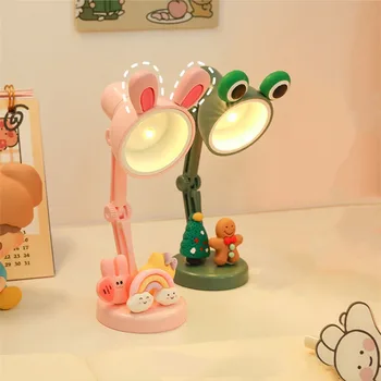 2db Mini Béka asztali Lámpa Aranyos Nyuszi Éjszakai Fény a Figurák Hordozható LED Olvasás Klip asztali Lámpa Hálószoba Gyerekszoba KidsRoom