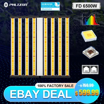 PHLIZON FD6500 640W Vollspektrum Daisy Chain Szabályozható LED Wachstumslicht mit abnehmbarem Treiber für 6x6ft kommerzielle Nő a CO2 -