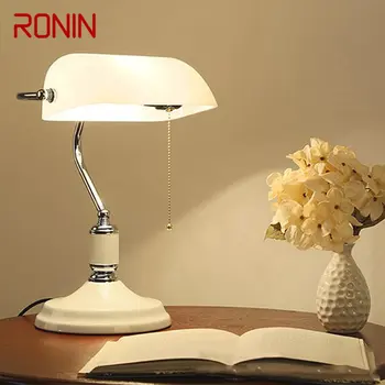 RONIN Klasszikus Egyszerű asztali Lámpa Kreatív Fehér Design LED-es Évjárat Üveg Fény Dekoráció Otthon Hálószoba Tanulmány Iroda Pult