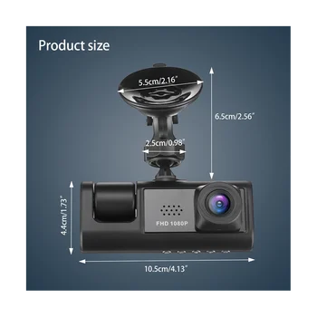 Autó DVR HD 1080P 3-Objektív Belül Jármű Dash CamThree Mód, Kamera, Dvr Rögzítő Videó Bejegyző Dashcam Videokamera
