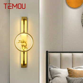 TEMOU Réz Fali Lámpa, LED-Modern Luxus Gyertyatartó Fény, lakberendezés, Háztartási Hálószoba Éjjeli Nappali, Folyosó Világítás