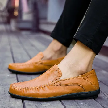 2023 Új Férfi Bőr Cipő Alkalmi Puha Talp Brit Üzleti Bean Férfi Cipő Lélegző Trend Lusta Marhabőr Férfi Cipő