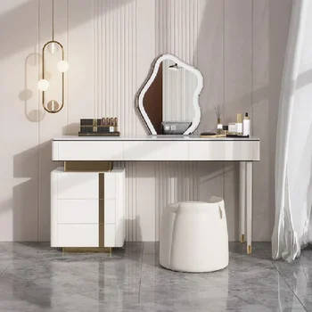 Fehér fésülködő Asztal Beállítása Érintse meg a Fényes Tükröt, Széklet ,moden