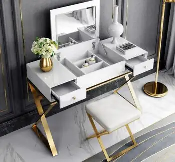 Modern, egyszerű, fésülködő asztal hálószoba flip Amerikai festék fésülködő asztal multifunkcionális fény luxus rozsdamentes acél öltözködés .