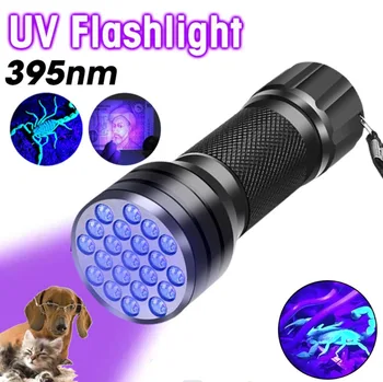 395NM Mini Zseblámpa Flash Lámpa 21 LED-es UV Uv Lámpa Blacklight a Pet Vizelet Foltok Érzékelő Hordozható Lámpa Zseblámpa