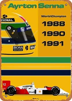Fém Tábla - Ayrton Senna Ayrton Senna McLaren MP4-8 x 12 Vintage Megjelenés Ón Tányér
