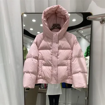 2023 téli új kapucnis kabát női divat laza melegség megvastagodott 90% fehér kacsa le a magas minőség, rövid kabát trend