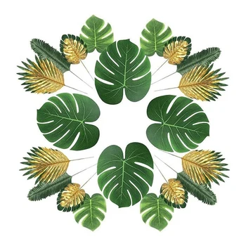 Mesterséges pálmalevelekből, 66 DB Trópusi pálmalevelekből Mesterséges Növények Hawaii Téma Party Dekoráció Növény Dzsungel Dekoráció