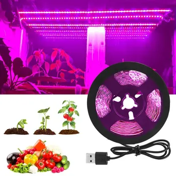 USB Növény Nő LED Szalag Lámpa 5V 0.5-5m Teljes Spektrumú Nem vízálló Az Üvegházhatású Virág Palánta Nő Sátor Hidroponikus