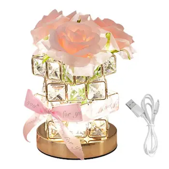 Szimulációs Rose Lámpa Rózsa Csokor Lámpa Kristály Asztali Lámpa 3 Színben Reális, Csúszásmentes Mesterséges Rózsa Csokor Asztali Lámpa