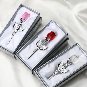 Valentin Napi Ajándék Kristály Üveg Rózsa Piros Virág Mini Örökre Arany Mesterséges Rózsa Barátnőm Esküvői Ajándék Vendégek számára