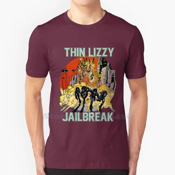 Thin Lizzy Jailbreak Robbanás Vintage Fekete Nyomtatás Póló Kiváló Minőségű, 100% Pamut Póló