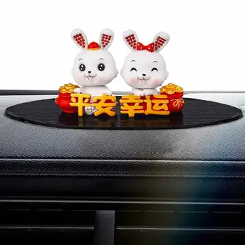 Kínai Nyúl Autó Figura Gyanta Asztali Rázta Fejét Miniatűr Nyúl Adatok 2023 Kínai Új Év Dekoráció Otthon Autó