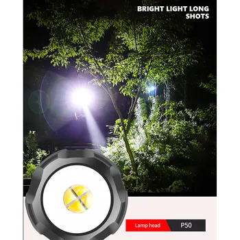 Erős USB Kültéri LED Zseblámpa elemlámpa Kézi 5 Világítási Módok Nagyítható Lámpás Haza Kemping Sport Kerékpár