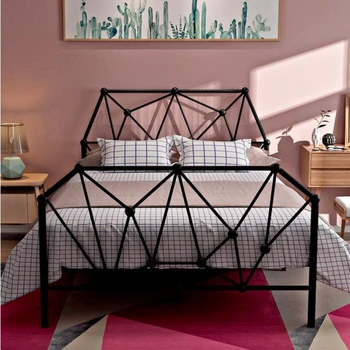 Egyszerű Skandináv stílusú polgári fogadó hazudik, vas művészeti ágy 1.2 m 1,5 m egyágyas kétszemélyes ágy felnőtt gyermekek