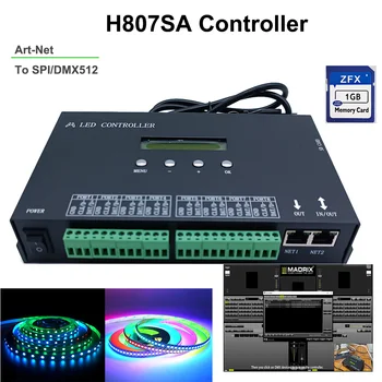 H807SA Vezérlő Madrix 8Port Artnet, Hogy SPI Pixel Vezérlő WS2811 WS2812 WS2812b WS2815 Led Szalag Lámpa