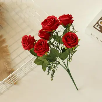 1 Csokor Reális, Kézzel készített Mesterséges Virág Ál Selyem Virág Elegáns Mesterséges Rose Esküvői Dekoráció