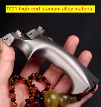 Nagy teljesítményű, Kiváló minőségű Titánium Ötvözet Katapult Nagy pontosságú Lapos Gumi Erős Lövés Szabadtéri Sportok Csúzli