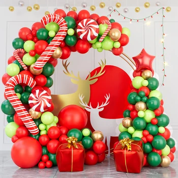 2023 Boldog Karácsonyt Candy Cane Léggömb Garland Arch Kit Szülinapi Buli Cristmas Dekoráció Gyerekek Karácsonyi Díszek Globos