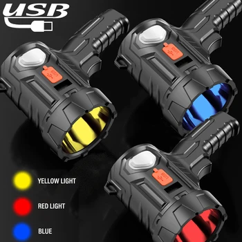 USB Újratölthető LED-es Elemlámpa, Hordozható Napelemes Munka Fény Kerti Kemping Lámpás Powerbank Fényszóró Vízálló Spotlight