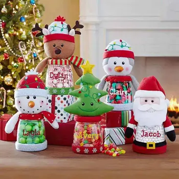1db Karácsonyi Édesség Üveg Műanyag Karácsonyi Cookie-k Tároló Üveg Mikulás Karácsonyi Díszek Édes Cukorkát Doboz Gyermek, Kölyök Ajándékok