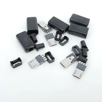 4 az 1-ben diy fehér fekete Micro USB 5PIN Hegesztés Típusú Férfi Plug Csatlakozó Töltő fedezze 5P USB Farok Töltő port Csatlakozó o1
