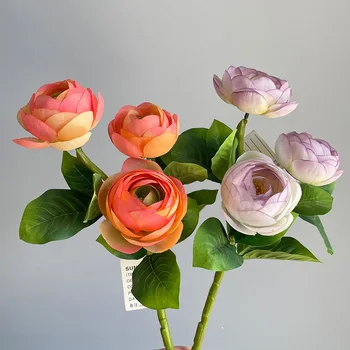 Szimulált 3 Fej Rózsa Mesterséges Szövet Mesterséges Virág Család Virágkötészeti Lakodalom Hotel Dekoráció Hamis Virág