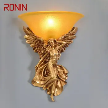 RONIN Modern Angyal Arany Fali Lámpák LED Kreatív Vintage Gyanta Gyertyatartó Lámpa Otthoni Nappali, Hálószoba Éjjeli Dekoráció